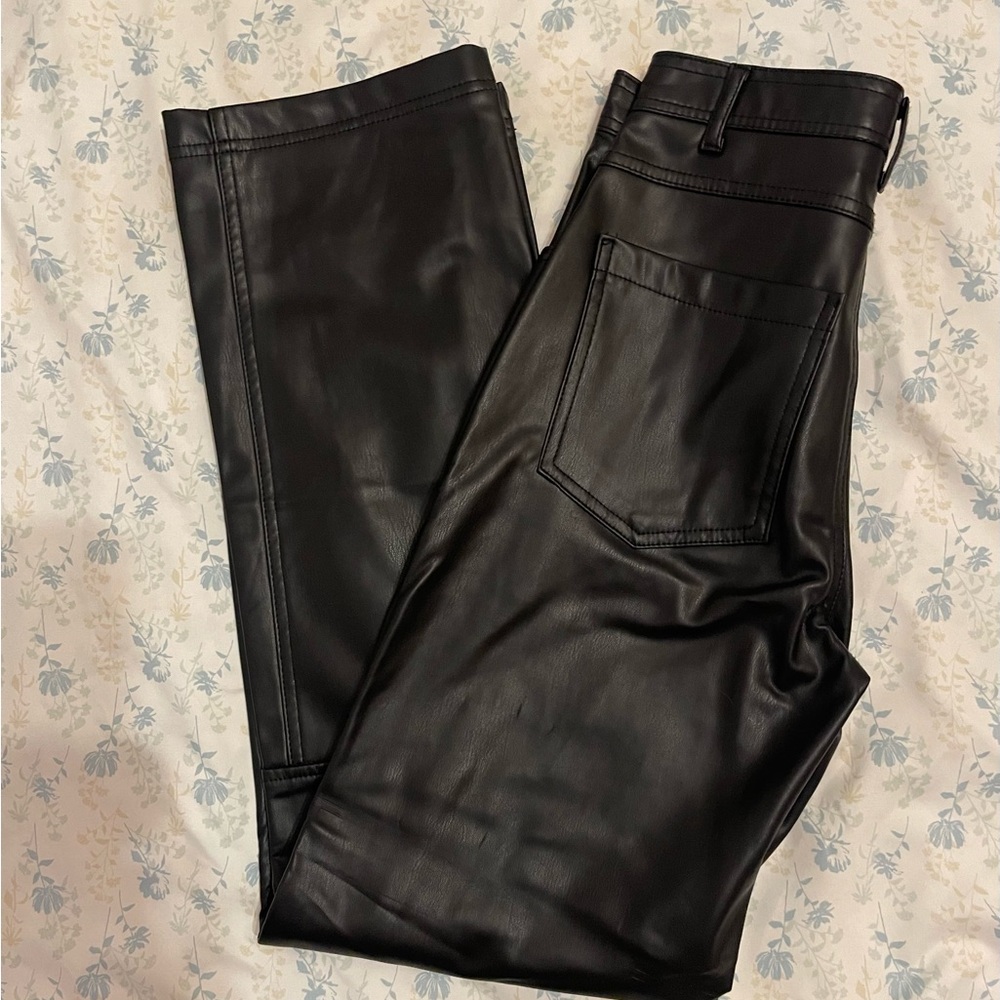 Zara Black Leather-Style Trousers